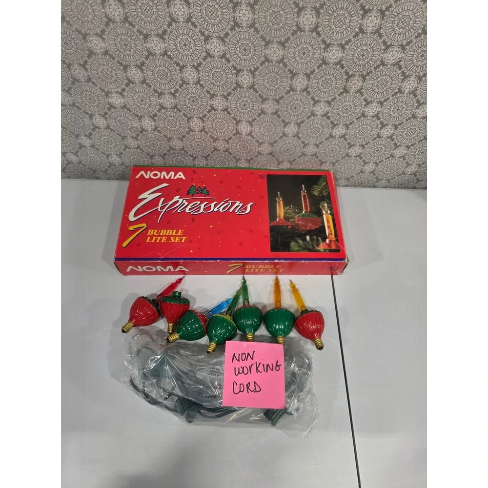 NOMA Expressions 7 Bubble Lite‎ Set Red Green Yellow Candle Christmas Lights +
